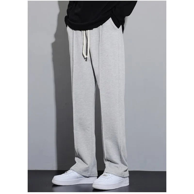 Retro Draping Sensation Straight Knitted Sports Loose Fit Sweatpant