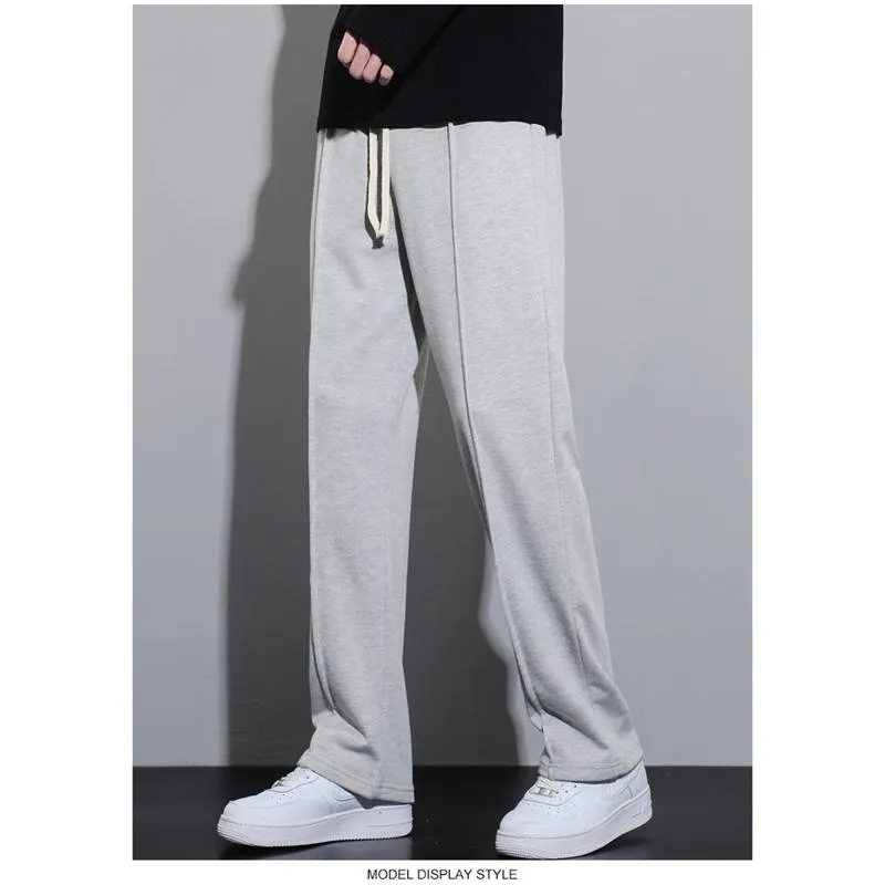 Retro Draping Sensation Straight Knitted Sports Loose Fit Sweatpant