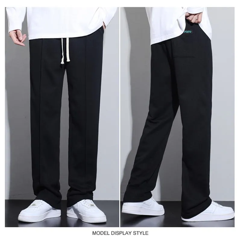 Retro Draping Sensation Straight Knitted Sports Loose Fit Sweatpant