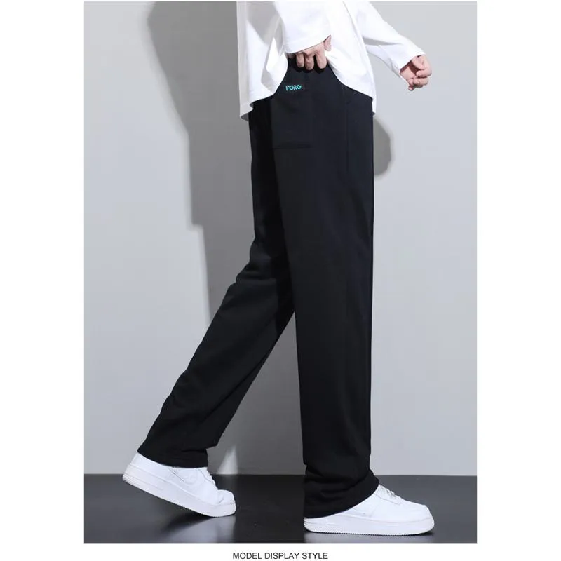 Retro Draping Sensation Straight Knitted Sports Loose Fit Sweatpant