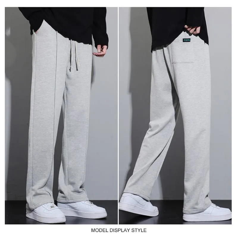 Retro Draping Sensation Straight Knitted Sports Loose Fit Sweatpant