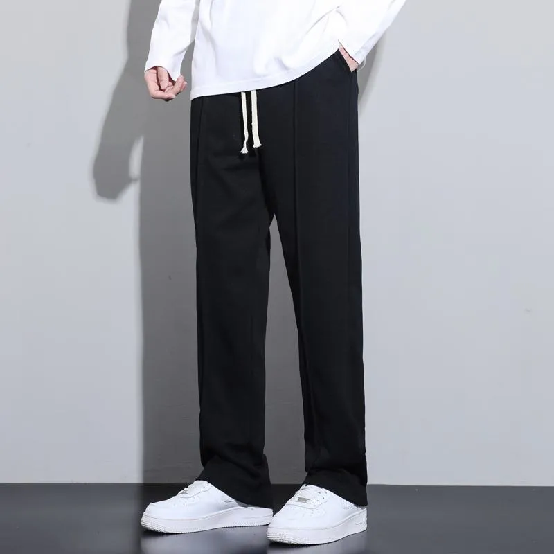 Retro Draping Sensation Straight Knitted Sports Loose Fit Sweatpant