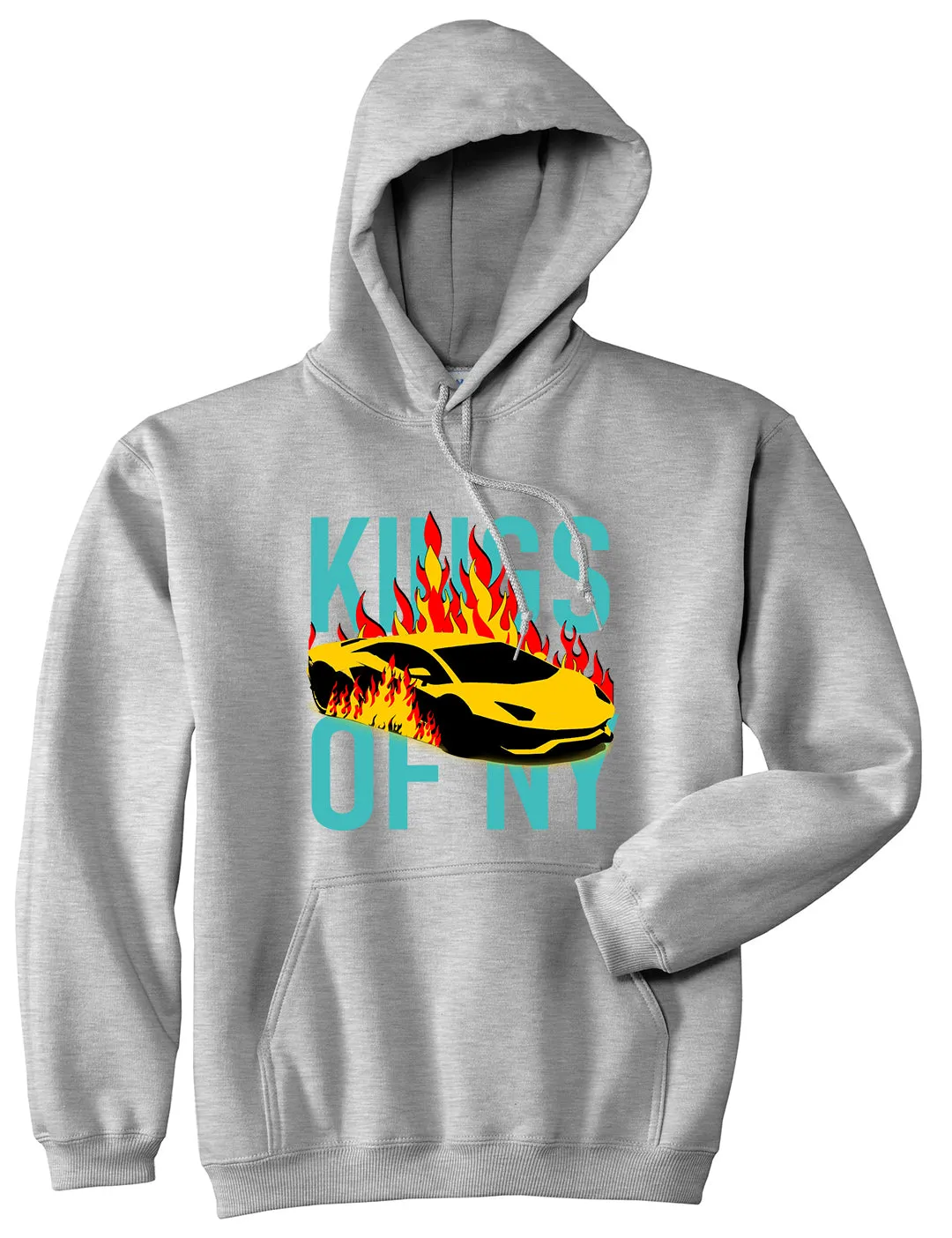 Sports Car In Flames Mens Pullover Hoodie