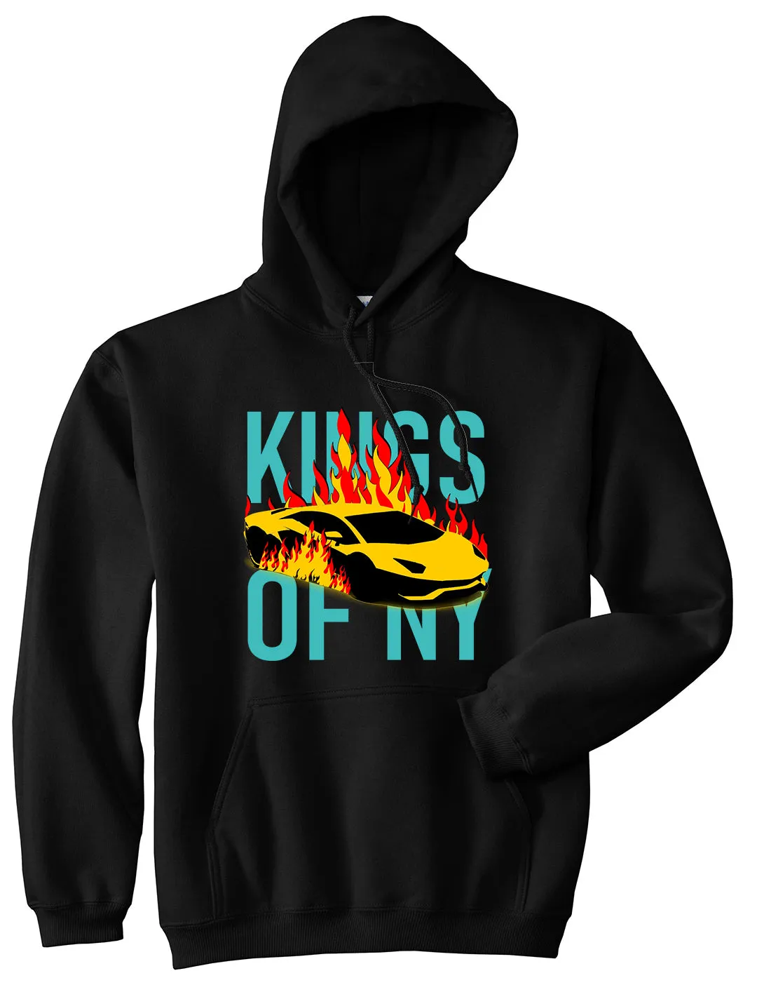 Sports Car In Flames Mens Pullover Hoodie