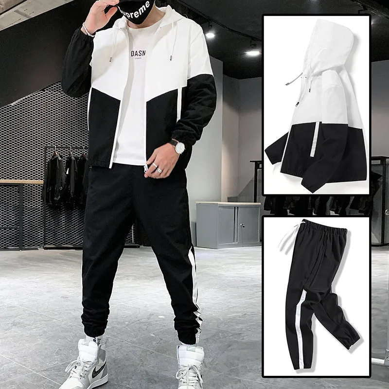 Sports Suit Men's Hooded Jacket Trousers Two-Piece Suit