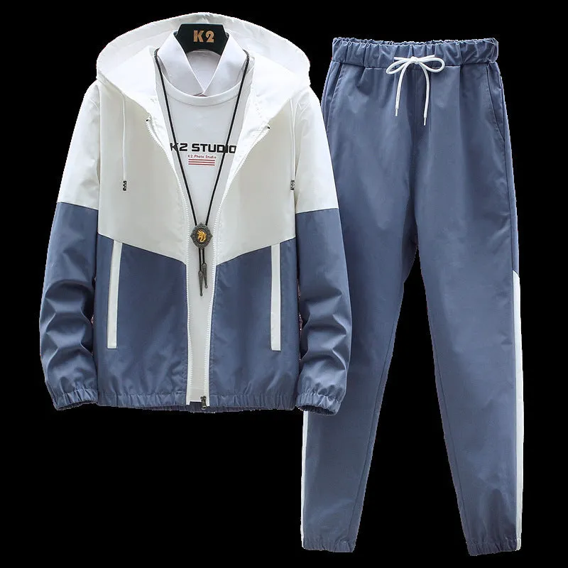 Sports Suit Men's Hooded Jacket Trousers Two-Piece Suit