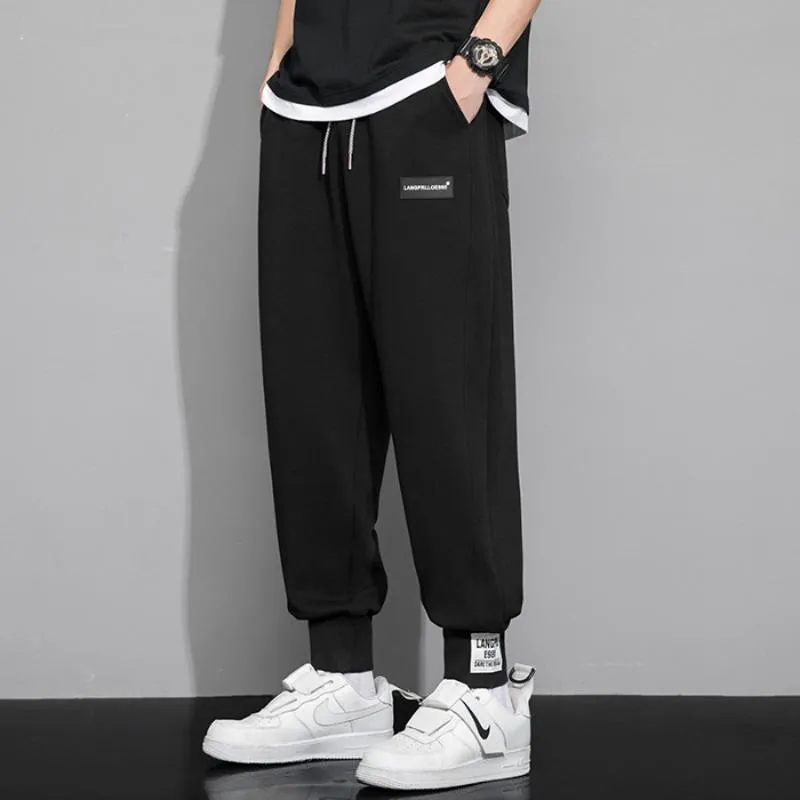 Trendy Knitted Casual Solid Color Sports Loose Fit Sweatpant