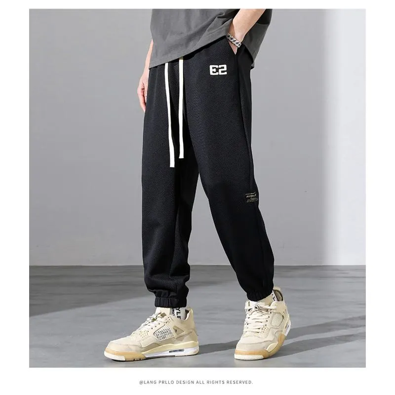 Versatile Letter Tapered Embroidery Sports Loose Fit Sweatpant