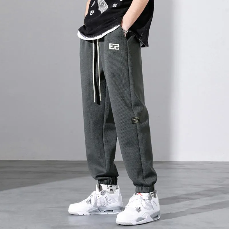 Versatile Letter Tapered Embroidery Sports Loose Fit Sweatpant