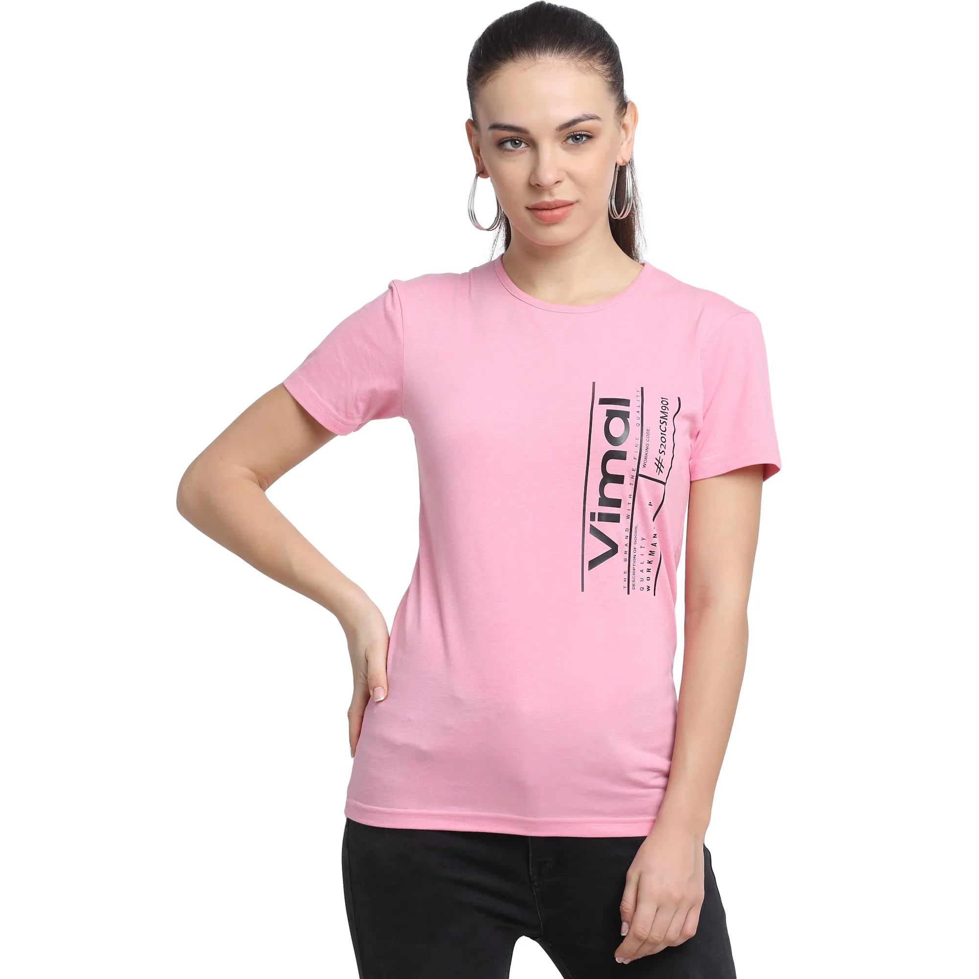 Vimal Jonney Pink Half Sleeve T-shirt For Women's