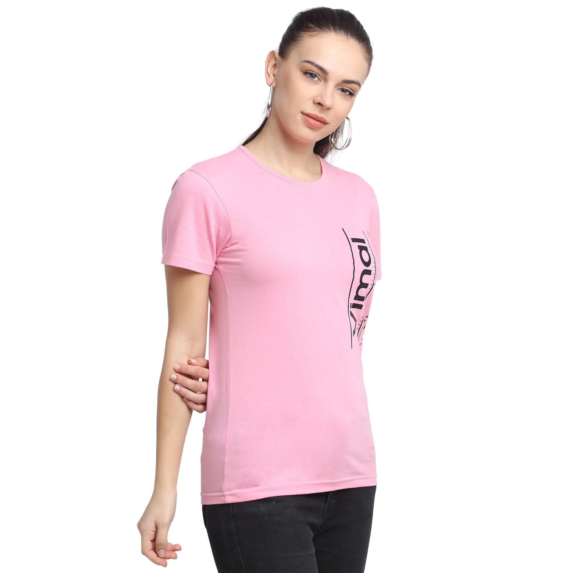 Vimal Jonney Pink Half Sleeve T-shirt For Women's