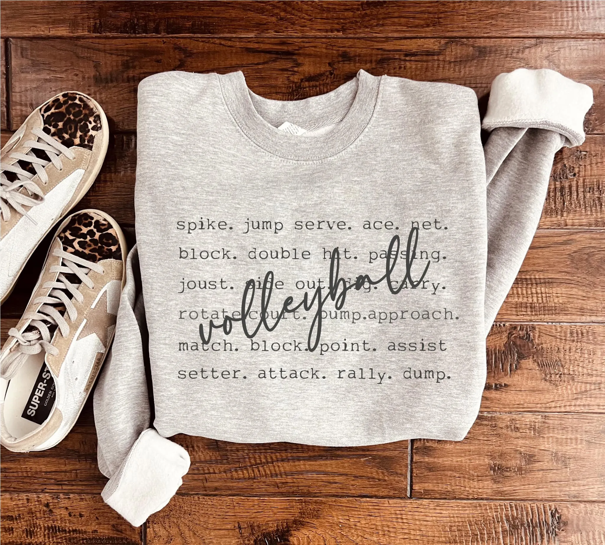 Volleyball Words Sweatshirt in Heather Gray