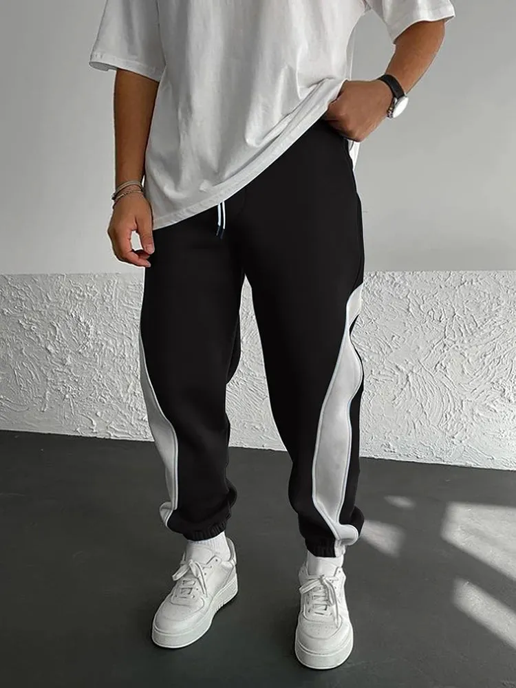 Wiaofellas  -  Hip Hop Patchwork Mens Sweatpants Spring Summer Sports Fitness Loose Drawstring Pants Men Fashion Contrast Color Pants Male