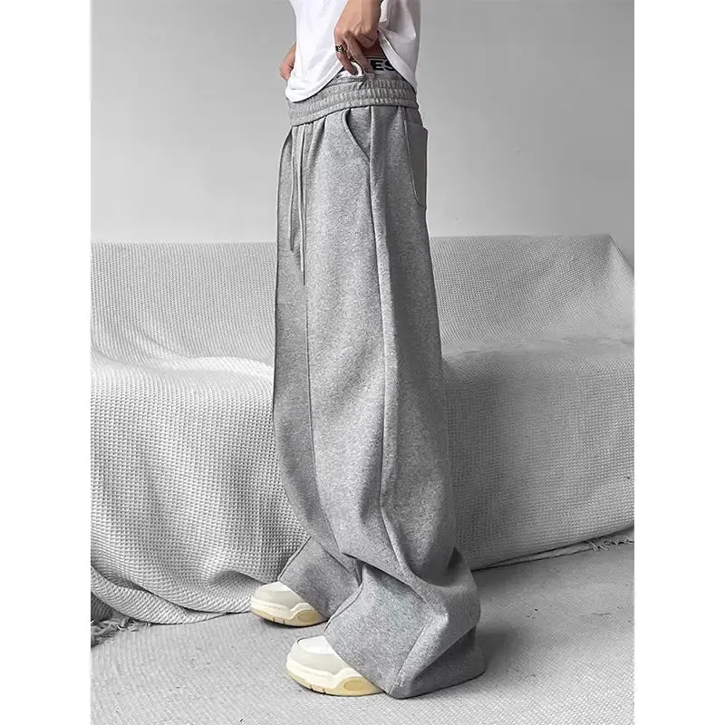 Wiaofellas  -  Wide Leg Sweatpants Men Oversize Gray Sports Pants Sportswear Casual Trousers Male Loose Korean Streetwear Hip Hop