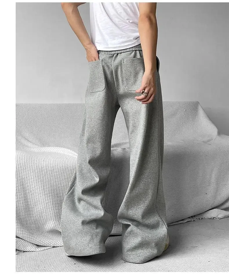 Wiaofellas  -  Wide Leg Sweatpants Men Oversize Gray Sports Pants Sportswear Casual Trousers Male Loose Korean Streetwear Hip Hop