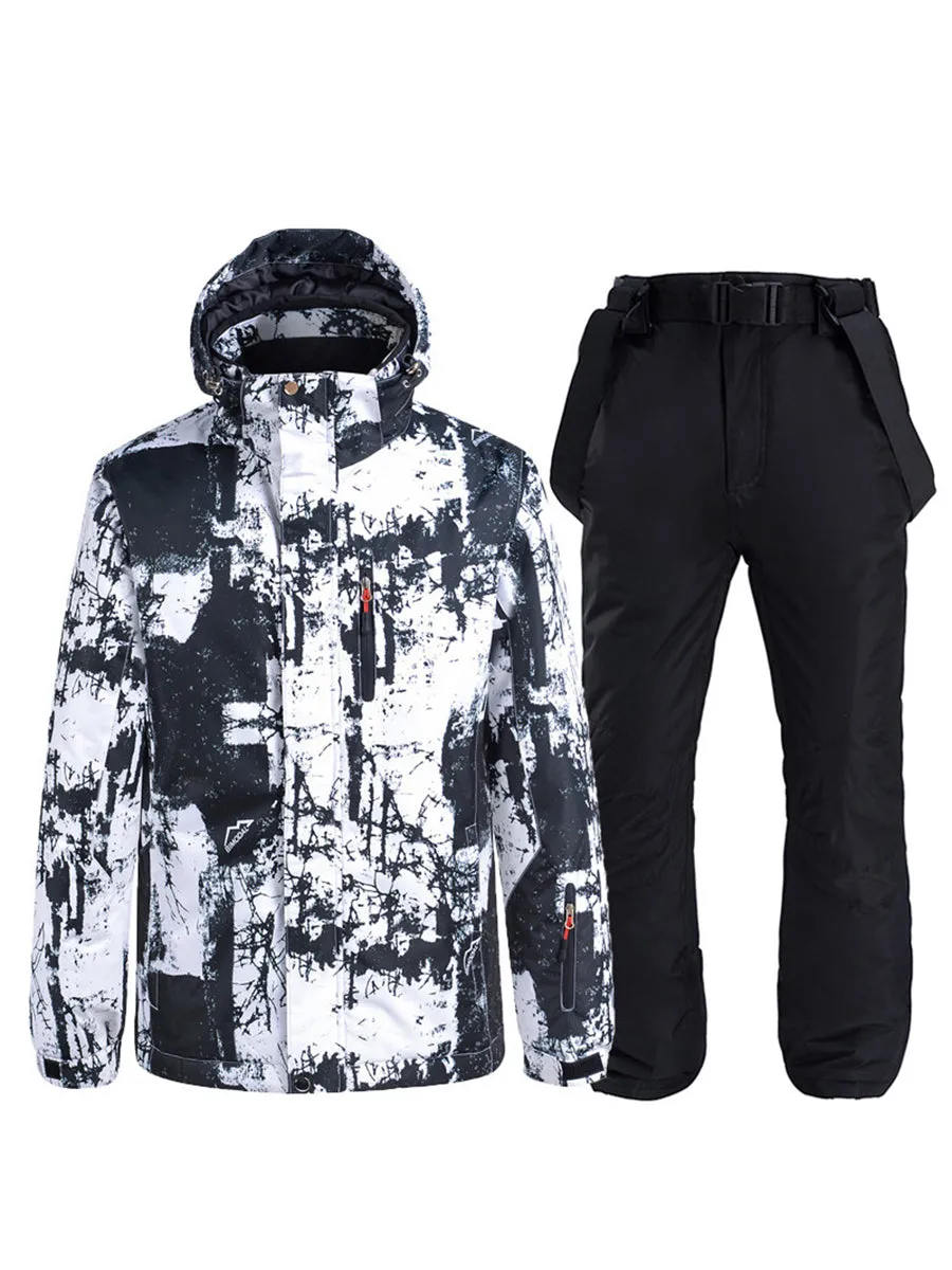 Windproof Women Hooded Ski Jacket & Bib Pants