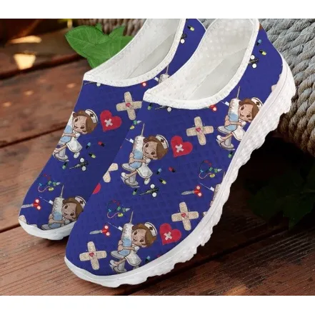 Women 3D Cartoon Nurse Printed Flats Shoes