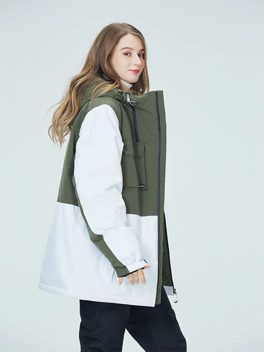 Women Colorblock Insulated Cargo Snow Jacket